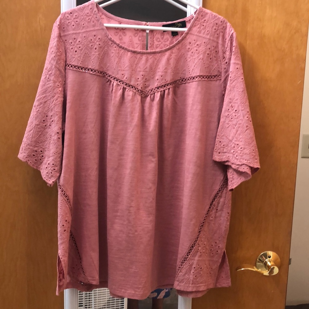 Suzanne Betro 100% cotton tunic, size 2X, rose